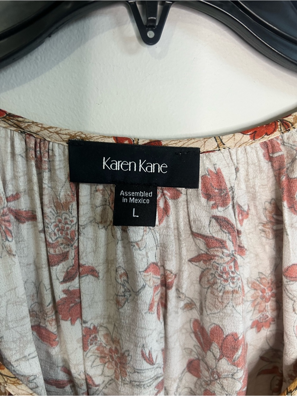 Karen Kane Cream Floral Peasant Blouse with Rust Accents - Picture 3 of 4